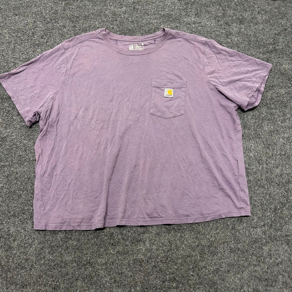 Carhartt T-Shirt Womens XL Purple Loose Fit Lyocell Blend Pocket TK6122-W Tee